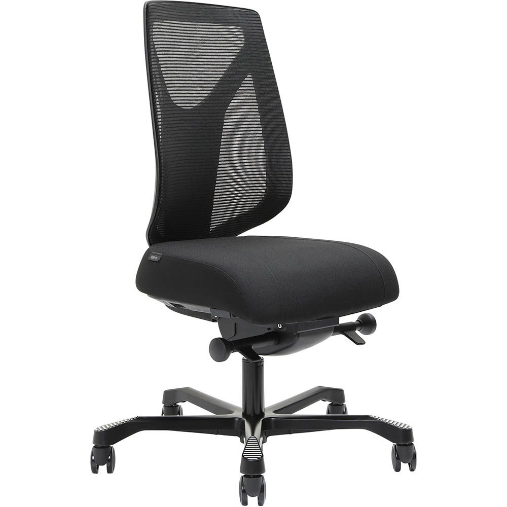 Image for SERATI MESH HIGH BACK CHAIR PRO-CONTROL SYNCHRO BLACK ALUMINIUM BASE FOOTPLATES GABRIEL FIGHTER BLACK FABRIC from Office Products Depot Gold Coast