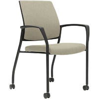 urbin 4 leg armchair castors black frame driftwood seat and inner back