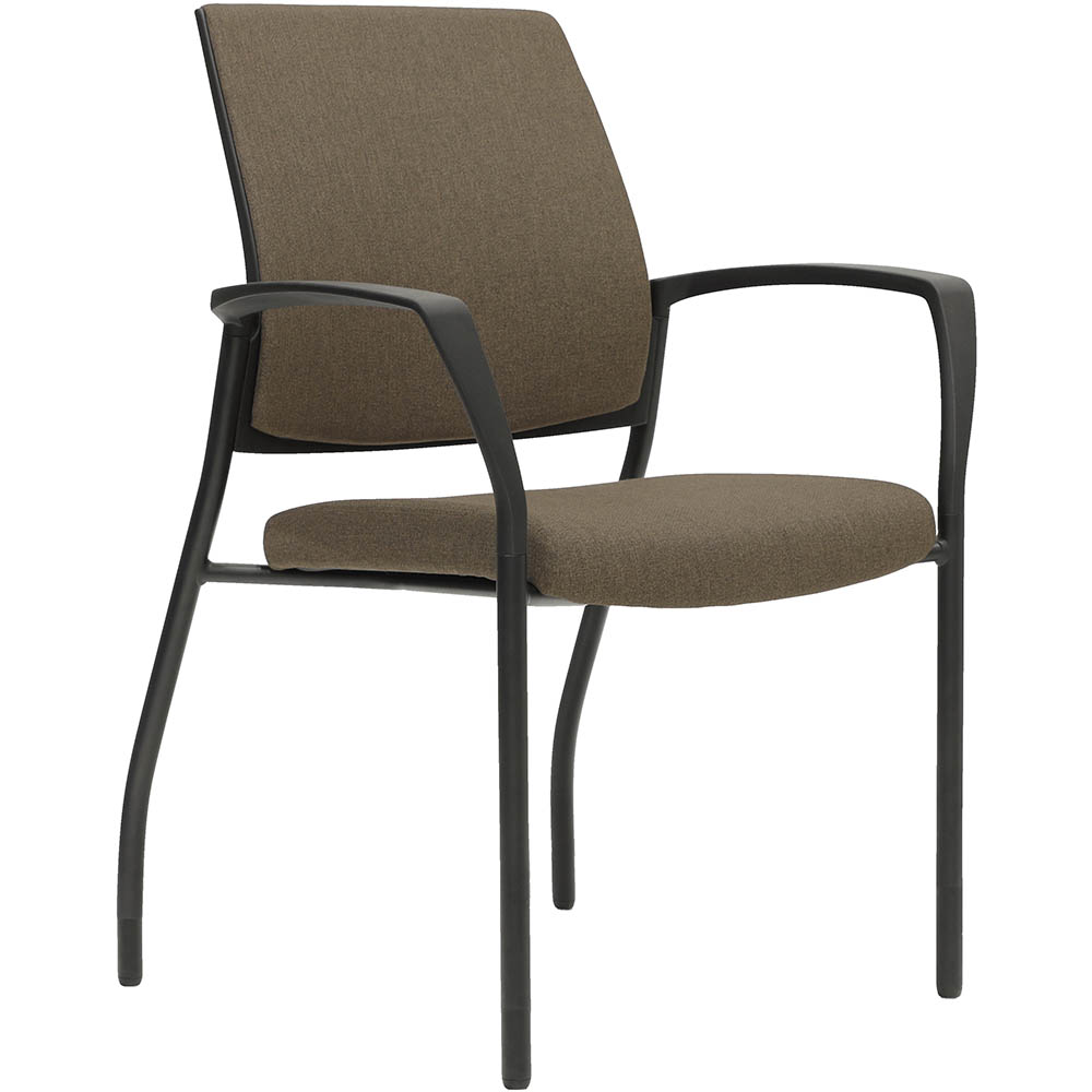 Image for URBIN 4 LEG ARMCHAIR GLIDES BLACK FRAME CHOCOLATE SEAT AND INNER BACK from MOE Office Products Depot Mackay & Whitsundays