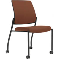 urbin 4 leg chair castors black frame brick seat inner and outer back