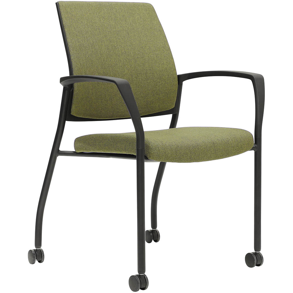 Image for URBIN 4 LEG ARMCHAIR CASTOR BLACK FRAME GRAVITY APPLE SEAT INNER AND OUTER BACK from MOE Office Products Depot Mackay & Whitsundays
