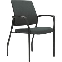 urbin 4 leg armchair glides black frame gravity slate fabric seat inner and outer back
