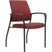 urbin 4 leg armchair glides black frame gravity pomegranite fabric seat inner and outer back