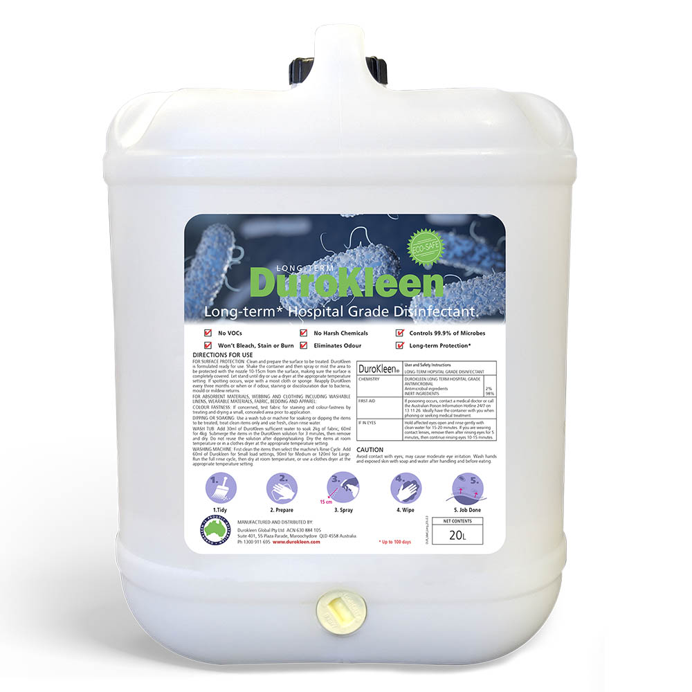 Image for DUROKLEEN LONG TERM ANTIMICROBIAL HOSPITAL GRADE DISINFECTANT 20 LITRE from Barkers Rubber Stamps & Office Products Depot