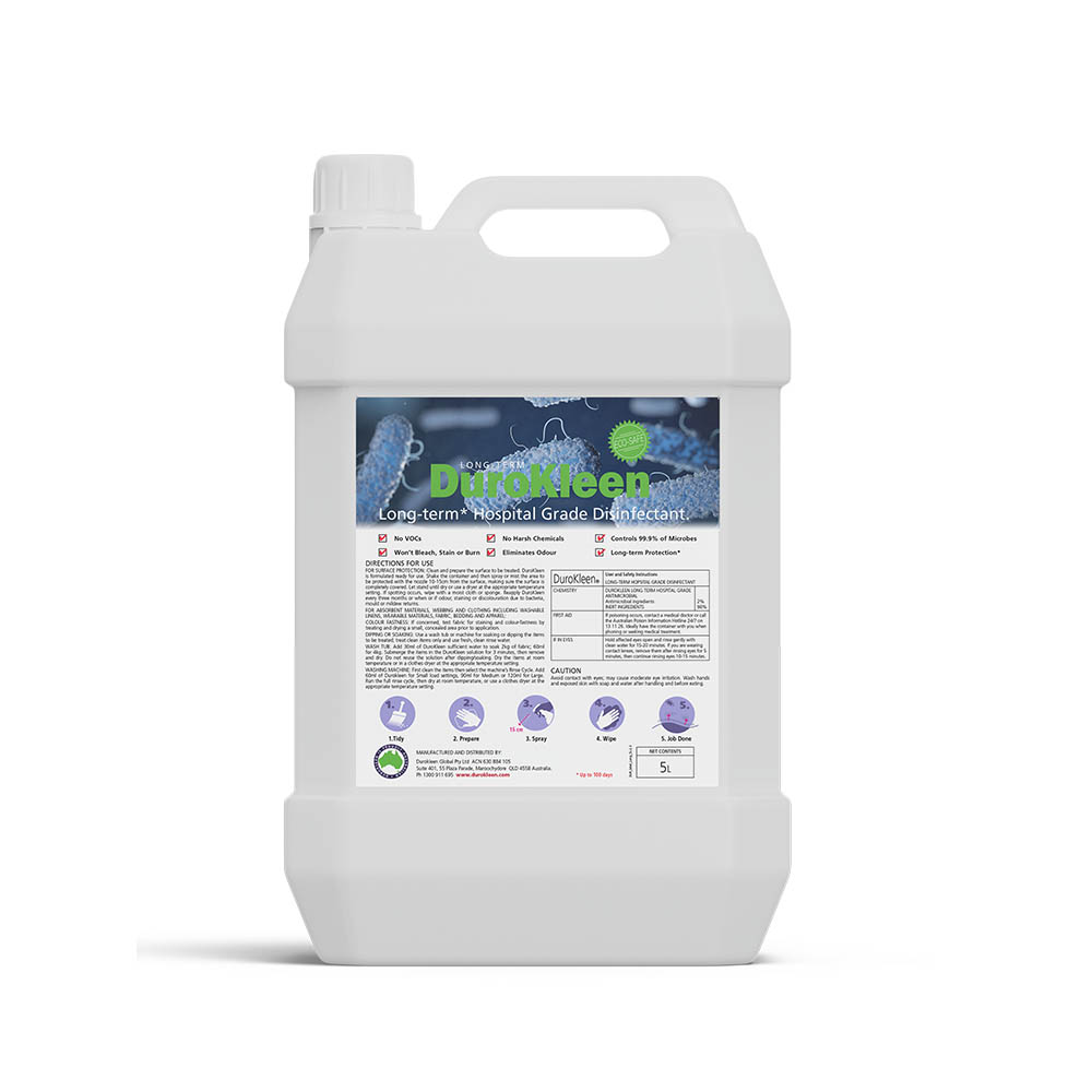 Image for DUROKLEEN LONG TERM ANTIMICROBIAL HOSPITAL GRADE DISINFECTANT 5 LITRE from Barkers Rubber Stamps & Office Products Depot