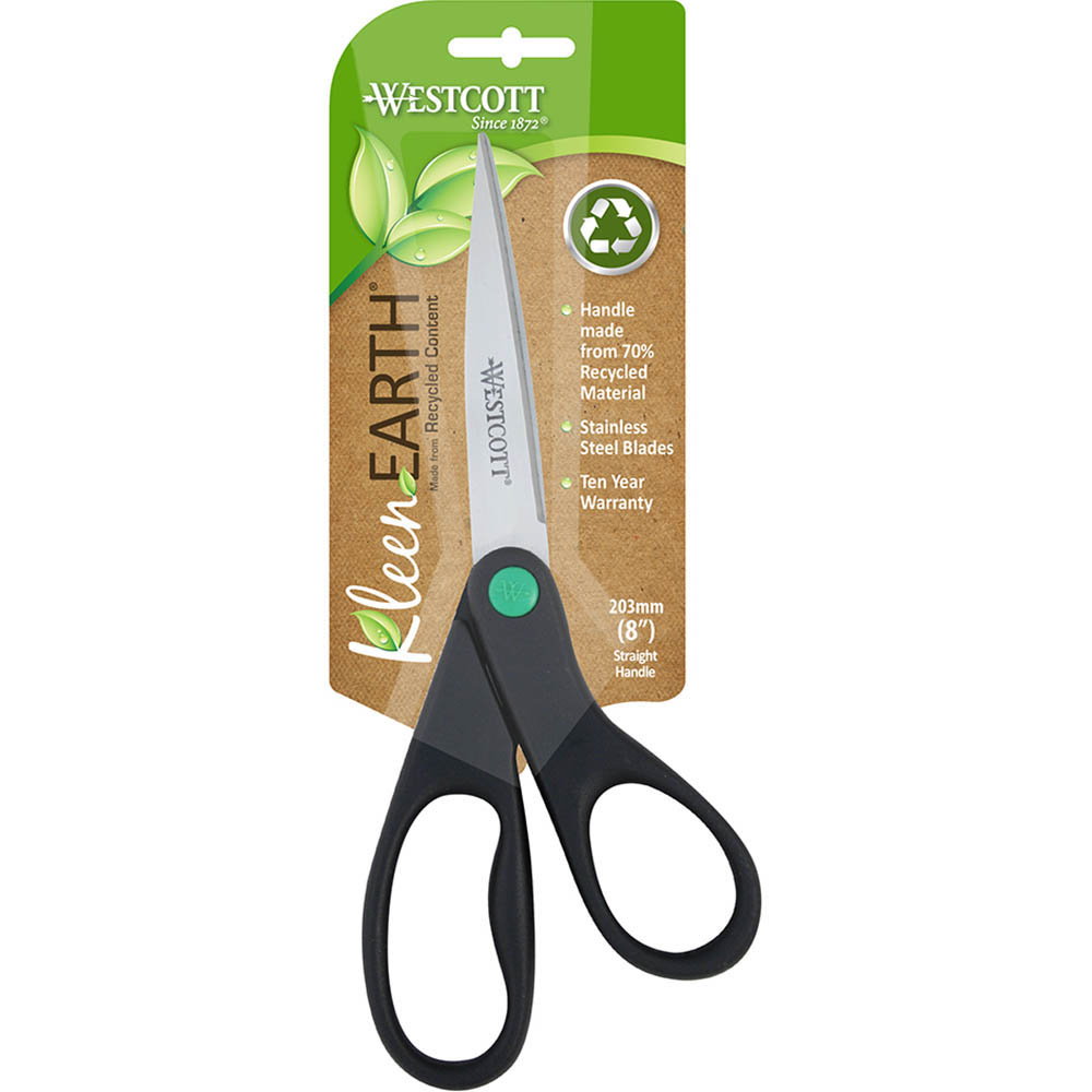 Image for WESTCOTT KLEENEARTH SCISSOR RECYCLED 8 INCH BLACK from Ross Office Supplies Office Products Depot