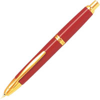 pilot capless gold accent fountain pen red barrel medium nib black ink