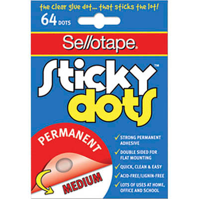 Image for SELLOTAPE STICKY DOTS PERMANENT MEDIUM PACK 64 from Office Products Depot Gold Coast