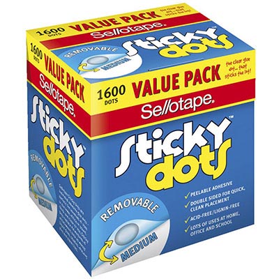 Image for SELLOTAPE STICKY DOTS REMOVABLE MEDIUM PACK 1600 from Total Supplies Pty Ltd