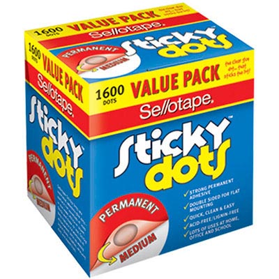 Image for SELLOTAPE STICKY DOTS PERMANENT MEDIUM PACK 1600 from Total Supplies Pty Ltd