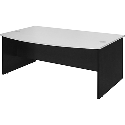 Image for OXLEY BOW FRONT DESK 1800 X 1050 X 730MM WHITE/IRONSTONE from Barkers Rubber Stamps & Office Products Depot