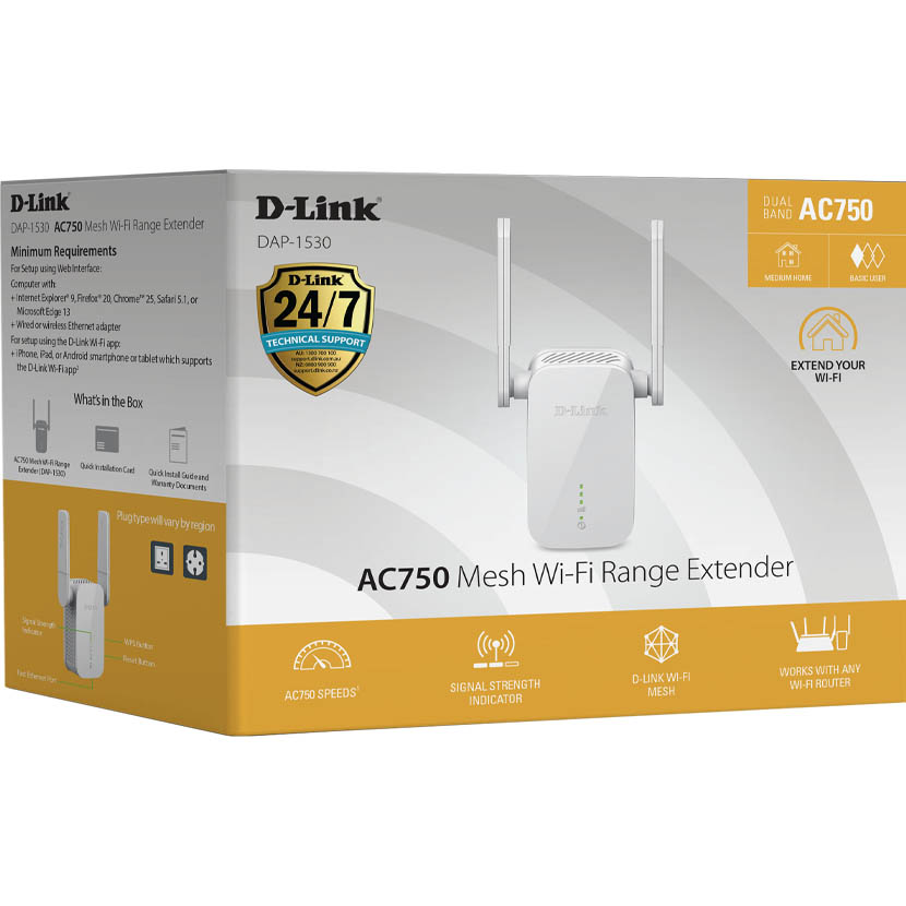 Image for D-LINK DAP-1530 AC750 MESH WI-FI RANGE EXTENDER WHITE from Office Products Depot