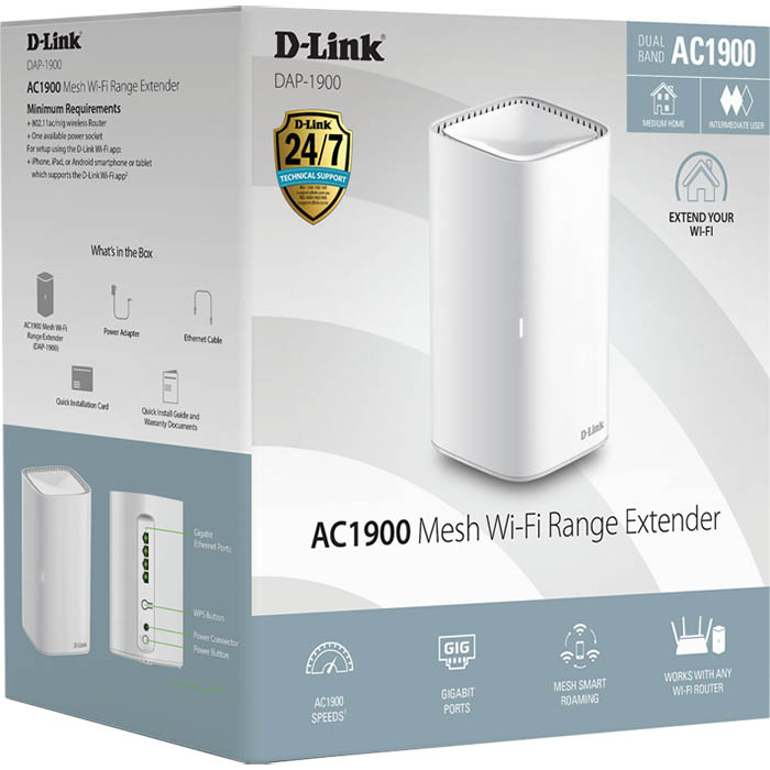 Image for D-LINK DAP-1900 AC1900 MESH WI-FI RANGE EXTENDER WHITE from MOE Office Products Depot Mackay & Whitsundays
