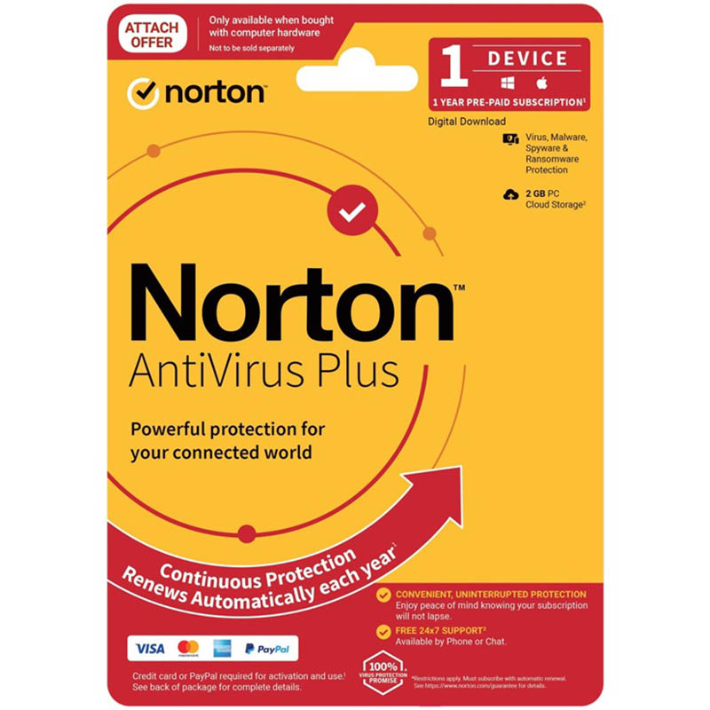 Image for NORTON ANTI VIRUS SOFTWARE 1 USER 1 DEVICE 1 YEAR from Margaret River Office Products Depot