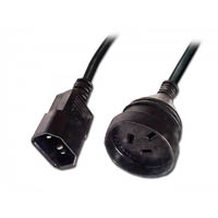 lindy 30980 power cable iec-c14 plug to 3 pin socket 0.15m black