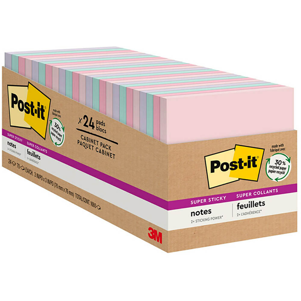 Image for POST-IT 654-24NH-CP SUPER STICKY RECYCLED NOTES 76 X 76MM WANDERLUST CABINET PACK 24 from Office Products Depot