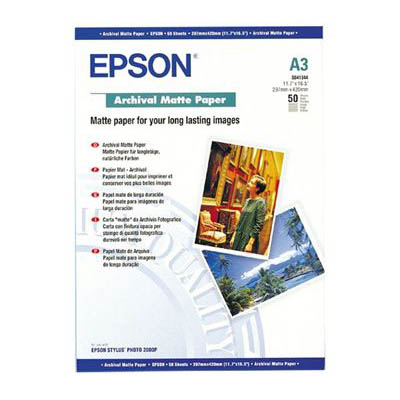 Image for EPSON S041344 ARCHIVAL MATTE PHOTO PAPER 189GSM A3 WHITE PACK 50 from Office Products Depot Gold Coast