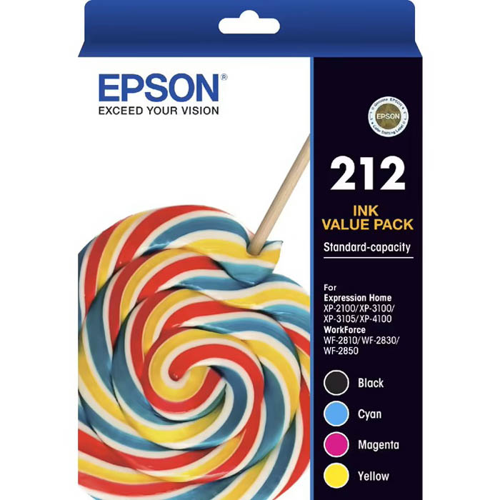Image for EPSON 212 INK CARTRIDGE VALUE PACK BLACK/CYAN/MAGENTA/YELLOW from Office Products Depot