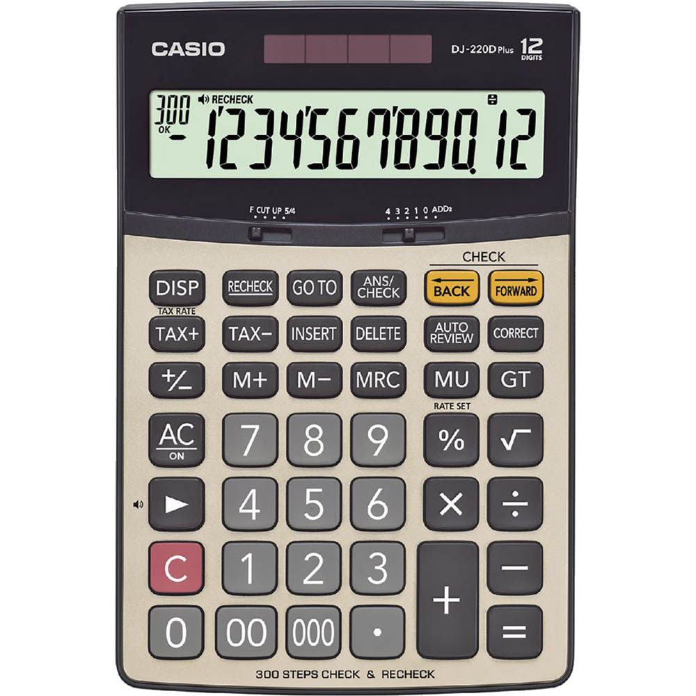 Image for CASIO DJ-220DPLUS DESKTOP TAX CALCULATOR 12 DIGIT GREY from Albany Office Products Depot