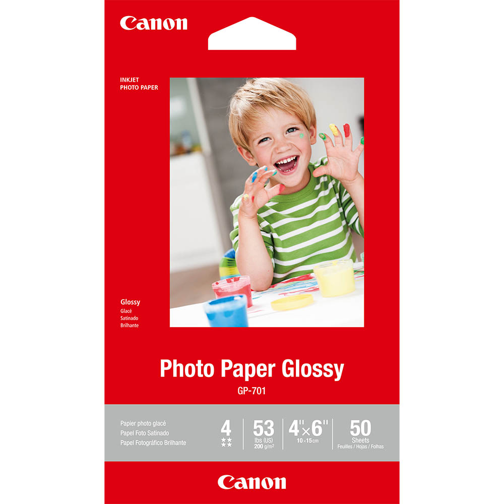 Image for CANON GP-701 GLOSSY PHOTO PAPER 4 X 6 INCH WHITE PACK 50 from Office Products Depot