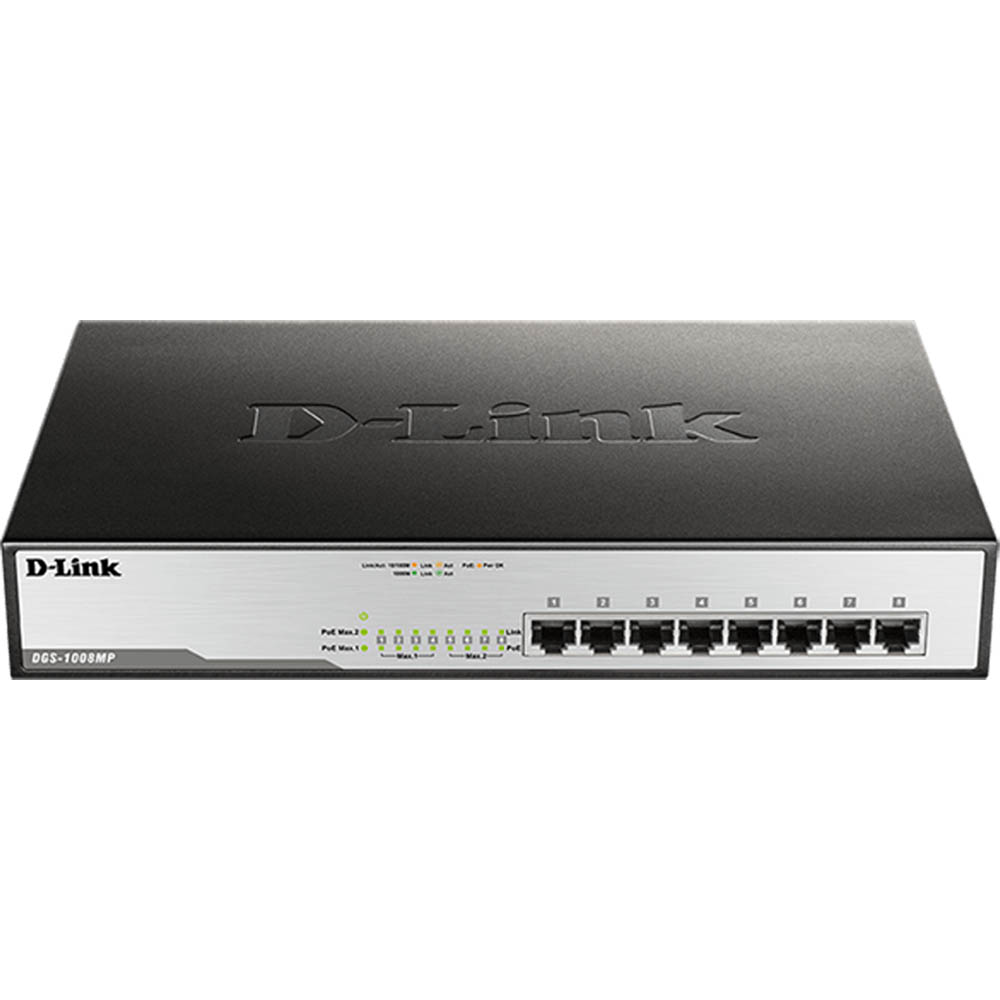 Image for D-LINK DGS-1008MP DESKTOP SWITCH 8 PORT POE BLACK from Tristate Office Products Depot