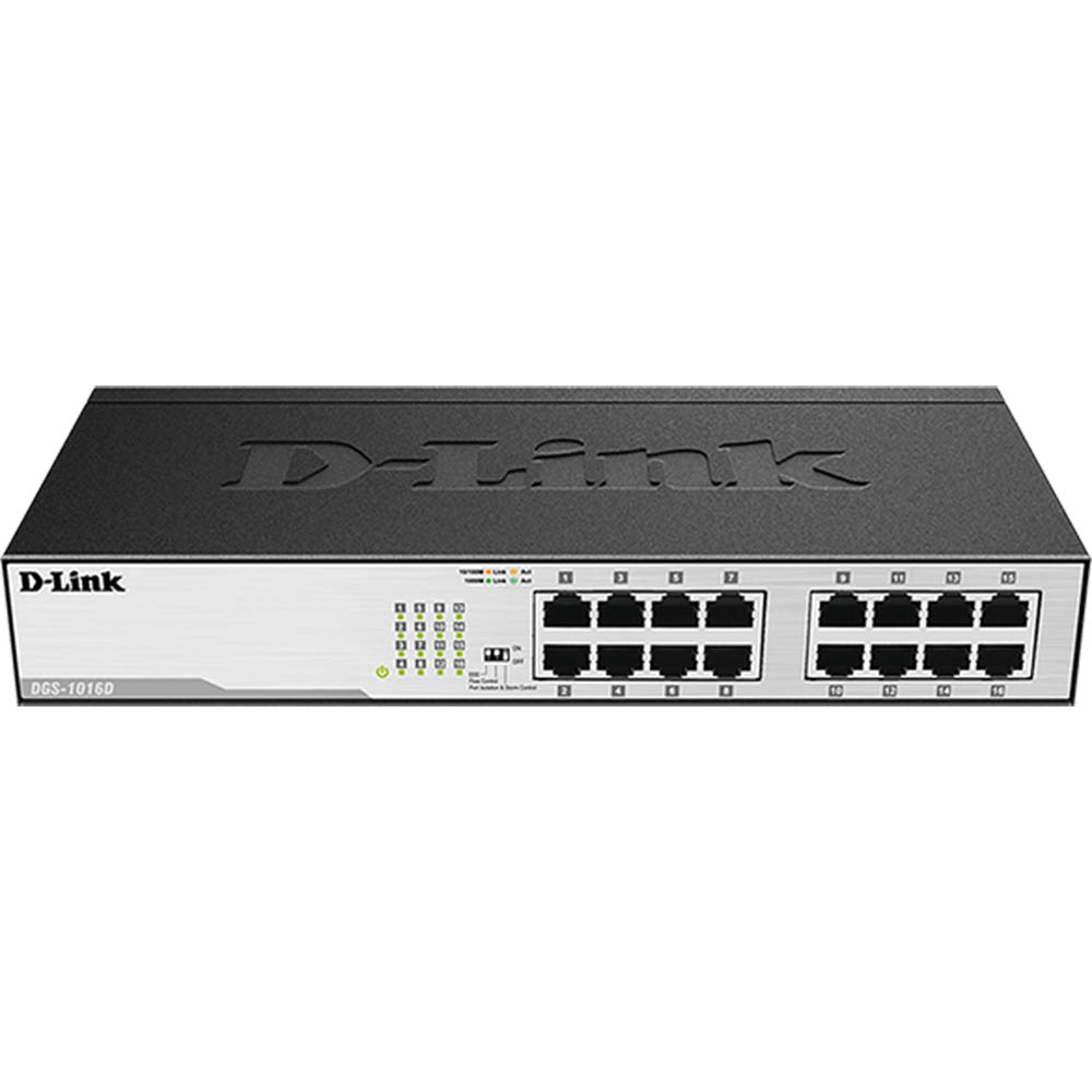Image for D-LINK DGS-1016D DESKTOP SWITCH 16 PORT GIGABIT UNMANAGED BLACK from Ross Office Supplies Office Products Depot