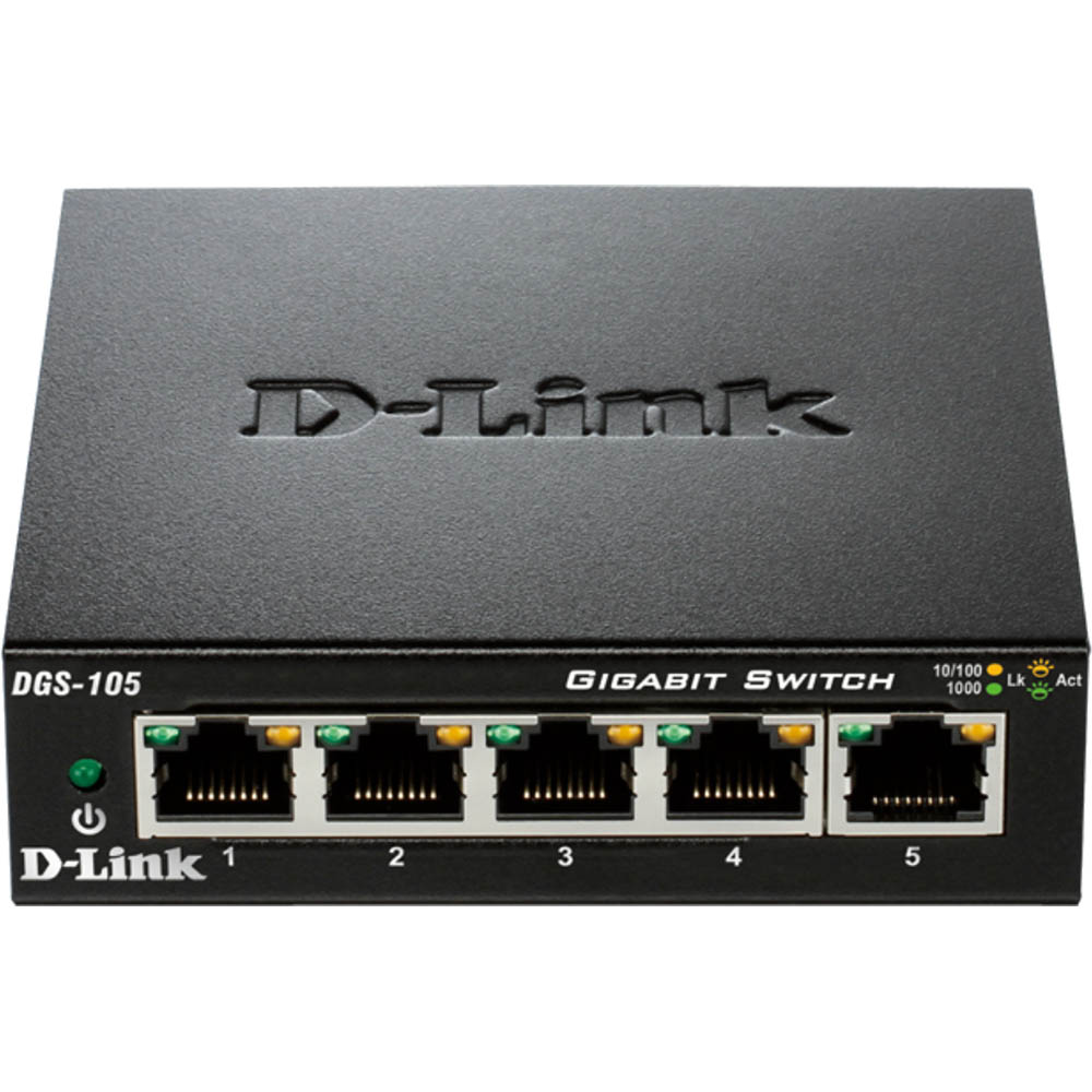 Image for D-LINK DGS-105 DESKTOP SWITCH 5 PORT GIGABIT UNMANAGED BLACK from Ross Office Supplies Office Products Depot