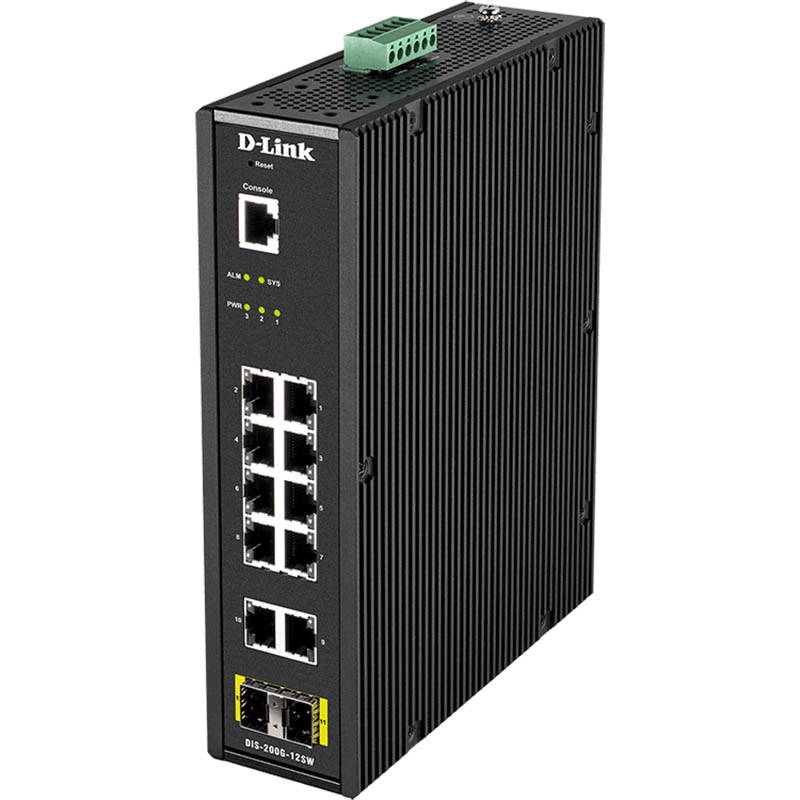 Image for D-LINK DIS-200G-12SW 12-PORT GIGABIT INDUSTRIAL SMART MANAGED SWITCH WITH 10 1000BASE-T PORTS AND 2 SFP PORTS from Ross Office Supplies Office Products Depot
