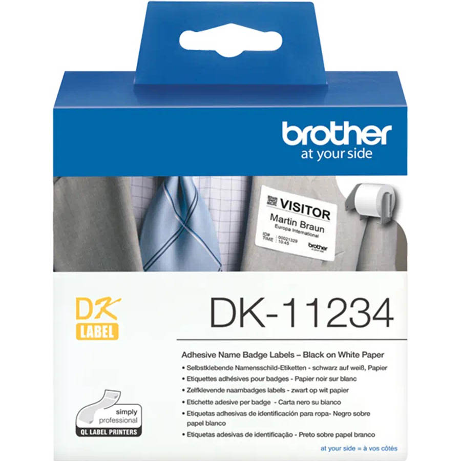Image for BROTHER DK-11234 ADHESIVE NAME BADGE LABELS 60 X 86MM WHITE ROLL 260 from Ross Office Supplies Office Products Depot