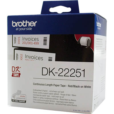 Image for BROTHER DK-22251 CONTINUOUS PAPER LABEL ROLL 62MM X 15.24M WHITE from MOE Office Products Depot Mackay & Whitsundays