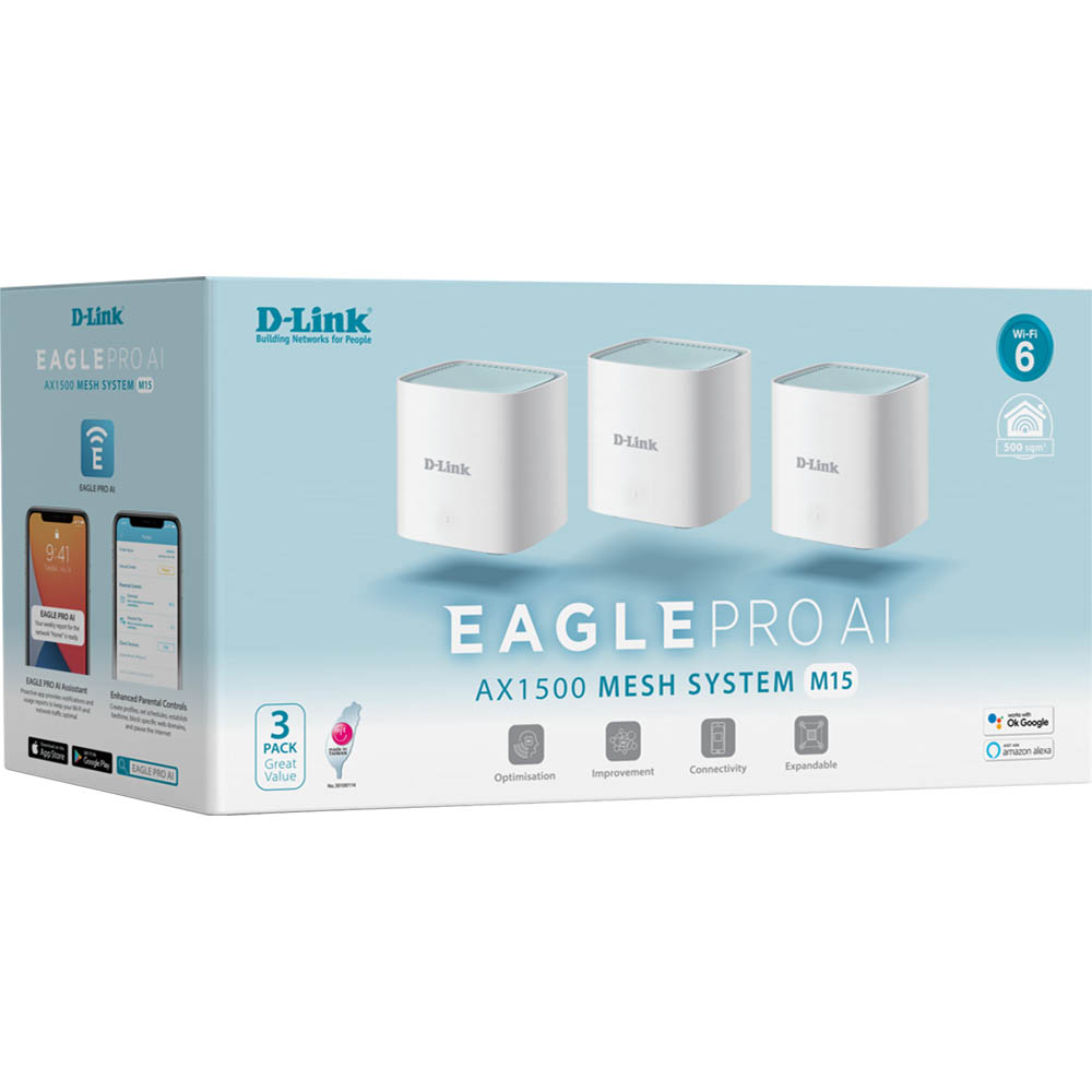 Image for D-LINK M15 EAGLE PRO AI AX1500 MESH SYSTEM PACK 3 from Margaret River Office Products Depot