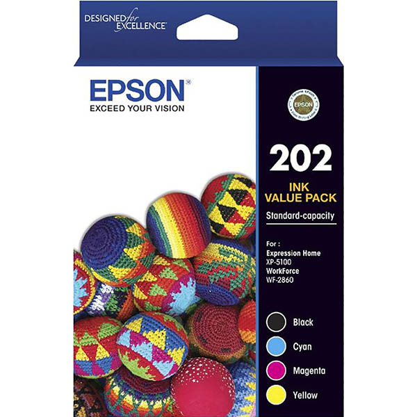 Image for EPSON 202 INK CARTRIDGE VALUE PACK BLACK/CYAN/MAGENTA/YELLOW from MOE Office Products Depot Mackay & Whitsundays