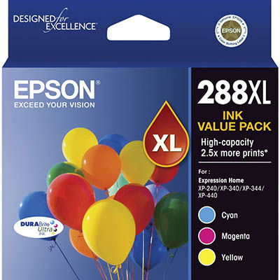 Image for EPSON 288XL INK CARTRIDGE HIGH YIELD CYAN/MAGENTA/YELLOW from MOE Office Products Depot Mackay & Whitsundays