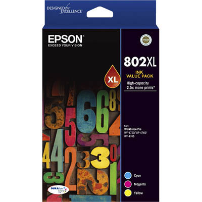 Image for EPSON 802XL INK CARTRIDGE HIGH YIELD COLOUR PACK from MOE Office Products Depot Mackay & Whitsundays