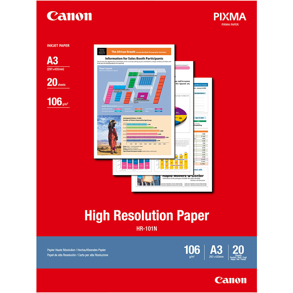 Image for CANON HR-101 HIGH RESOLUTION PHOTO PAPER 106GSM A3 WHITE PACK 20 from Margaret River Office Products Depot