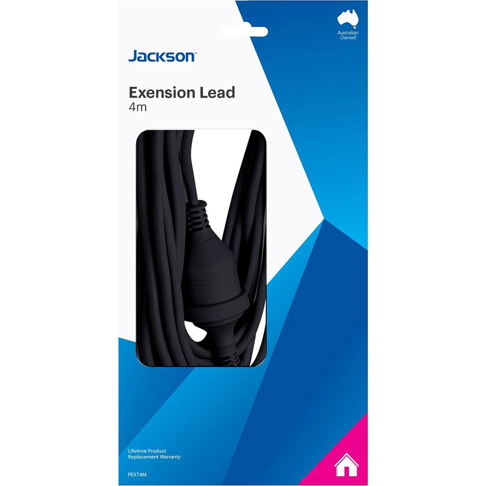 Image for JACKSON POWER EXTENSION LEAD 4 METRE BLACK from Total Supplies Pty Ltd