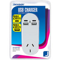 jackson charger mains power outlet 2 x usb-a / 2 x usb-c white
