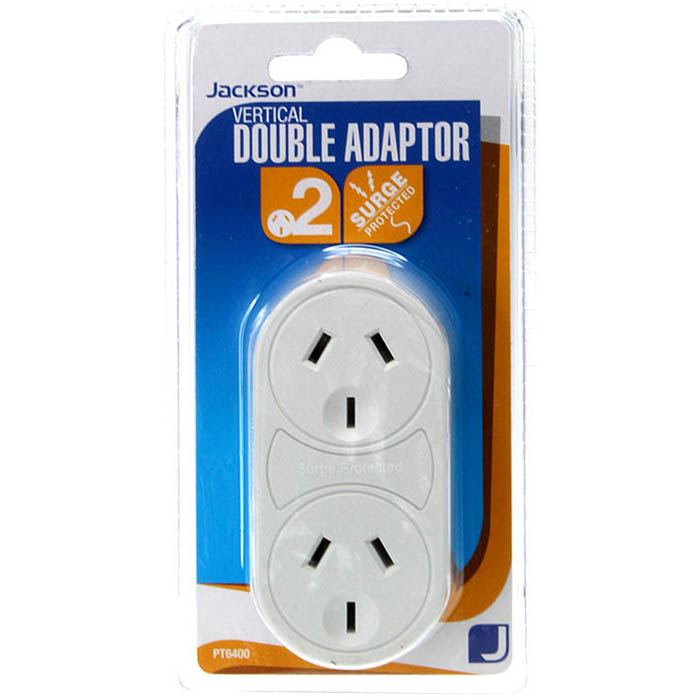 Image for JACKSON POWER ADAPTOR SURGE PROTECTED DOUBLE VERTICAL WHITE from MOE Office Products Depot Mackay & Whitsundays