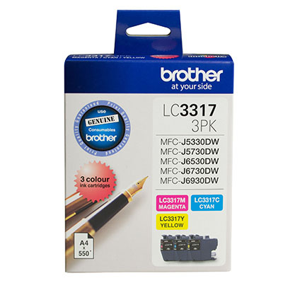 Image for BROTHER LC33173PK INK CARTRIDGE VALUE PACK CYAN/MAGENTA/YELLOW from Office Products Depot