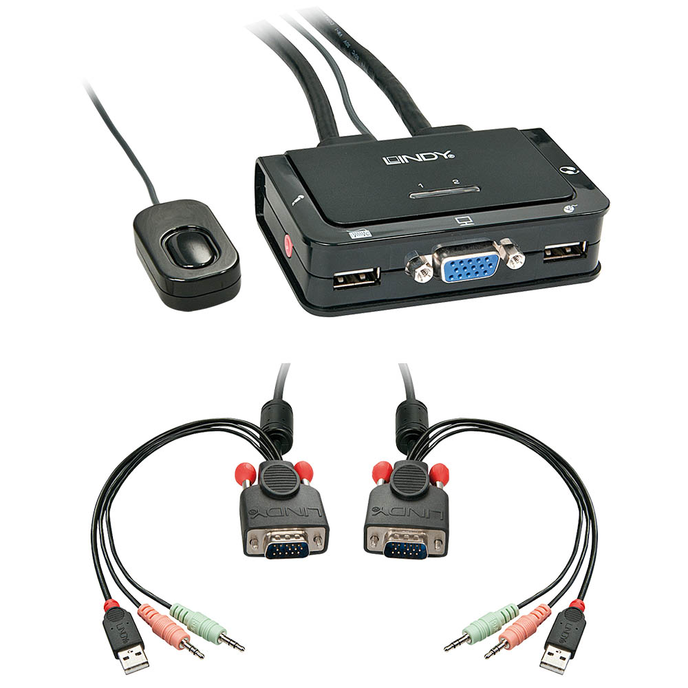Image for LINDY 42342 2 PORT VGA + USB 2.0 KVM SWITCH BLACK from Margaret River Office Products Depot