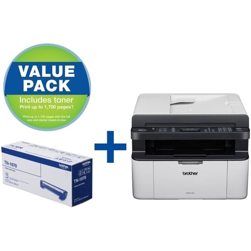 Image for BROTHER MFC-1810 MONO LASER MULTI-FUNCTION PRINTER VALUE PACK from Office Products Depot
