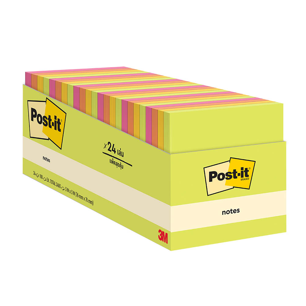 Image for POST- IT NOTES 76X76 ASSORTED PACK 24 from Total Supplies Pty Ltd