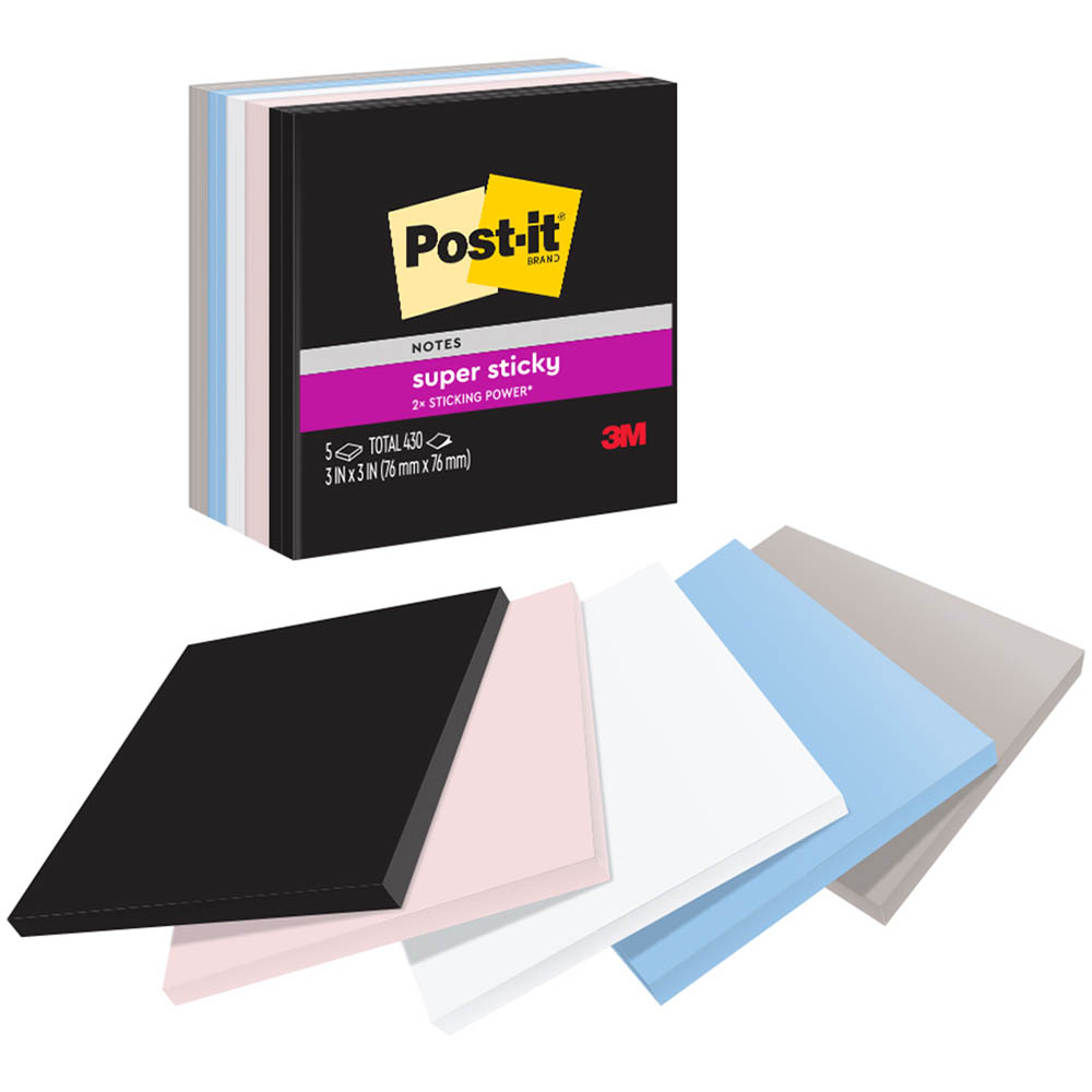 Image for POST-IT 654-5SSNE SUPER STICKY NOTES 76 X 76MM SIMPLY SERENE PACK 5 from Office Products Depot