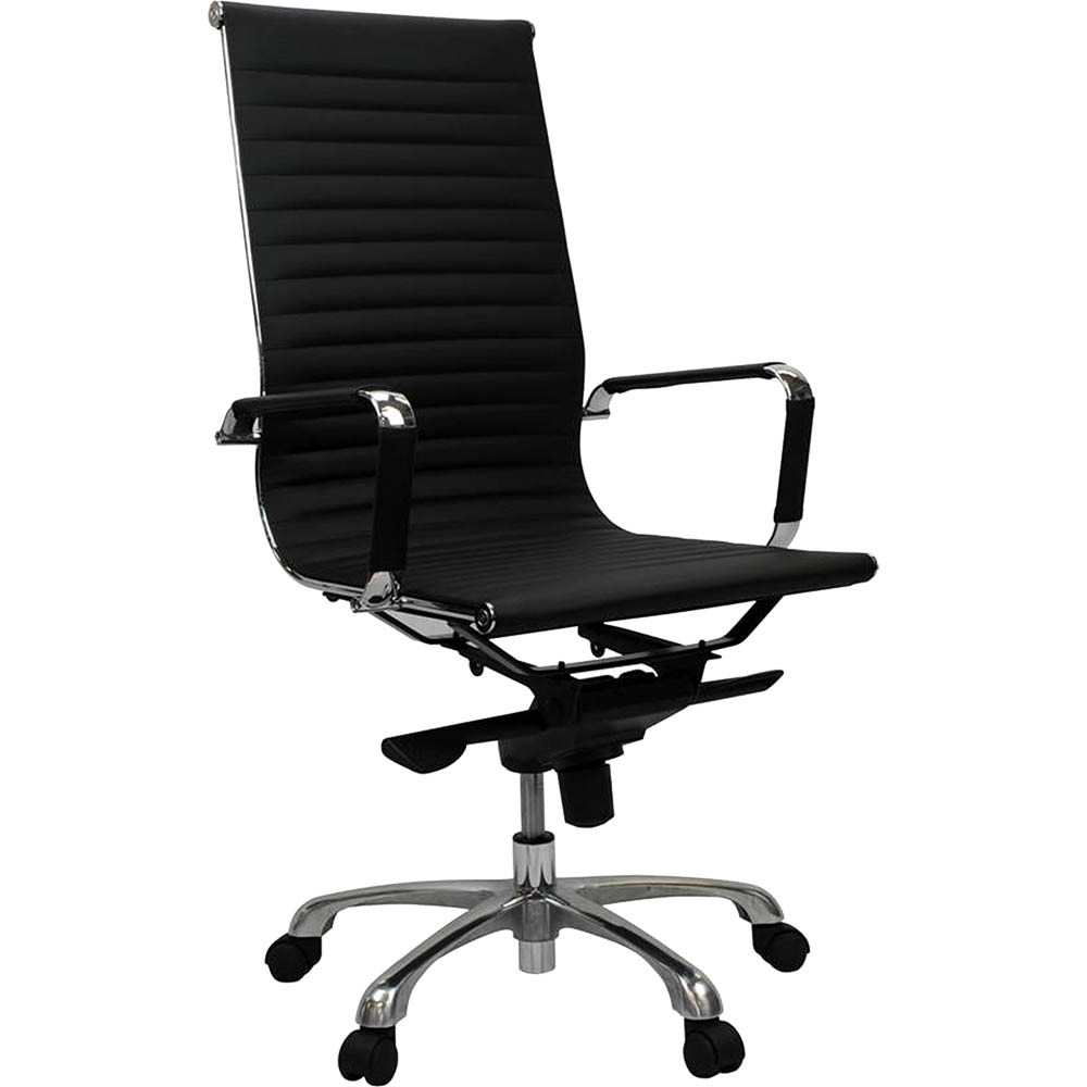 Image for AERO MANAGERS CHAIR HIGH BACK ARMS PU BLACK from Total Supplies Pty Ltd