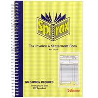 spirax 555 tax invoice and statement book carbonless 50 page 207 x 144mm