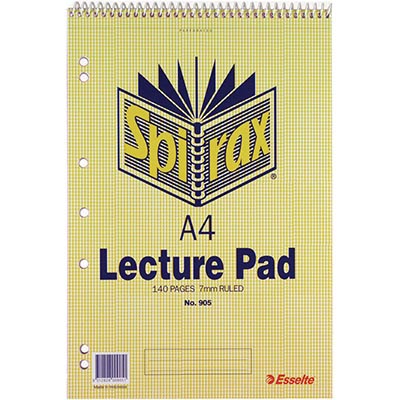 Image for SPIRAX 905 LECTURE BOOK 7MM RULED 7 HOLE PUNCHED TOP OPEN SPIRAL BOUND 140 PAGE A4 from Total Supplies Pty Ltd