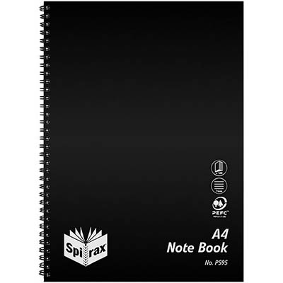 Image for SPIRAX P595 NOTEBOOK PP COVER 7MM RULED SIDE OPEN A4 120 PAGE BLACK from Albany Office Products Depot