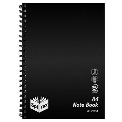 Image for SPIRAX P595A NOTEBOOK PP COVER 7MM RULED SIDE OPEN A4 240 PAGE BLACK from Total Supplies Pty Ltd