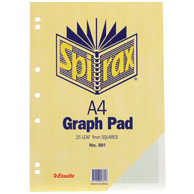 Image for SPIRAX GRAPH PAD TOP OPEN 1MM 25 LEAF A4 from Ross Office Supplies Office Products Depot