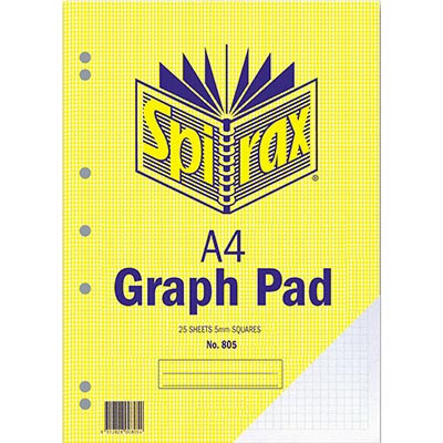 Image for SPIRAX GRAPH PAD TOP OPEN 5MM 25 LEAF A4 from Ross Office Supplies Office Products Depot